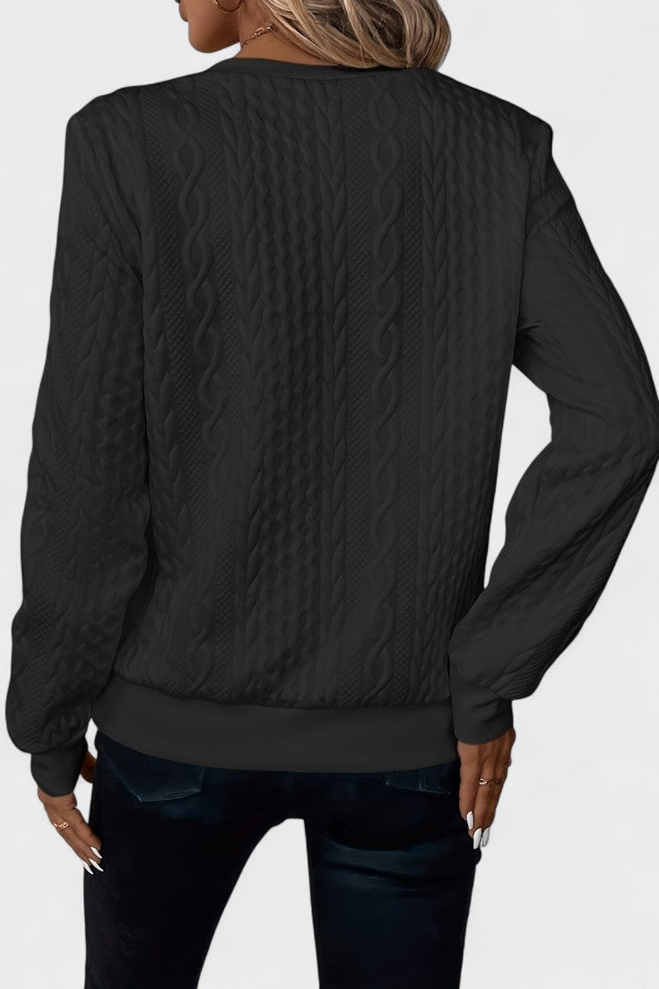 Nellie | Rosa Zopfmusterpullover mit kurzem Reißverschluss