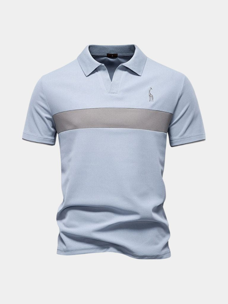 Rainer | Weißes Poloshirt mit Kontraststreifen