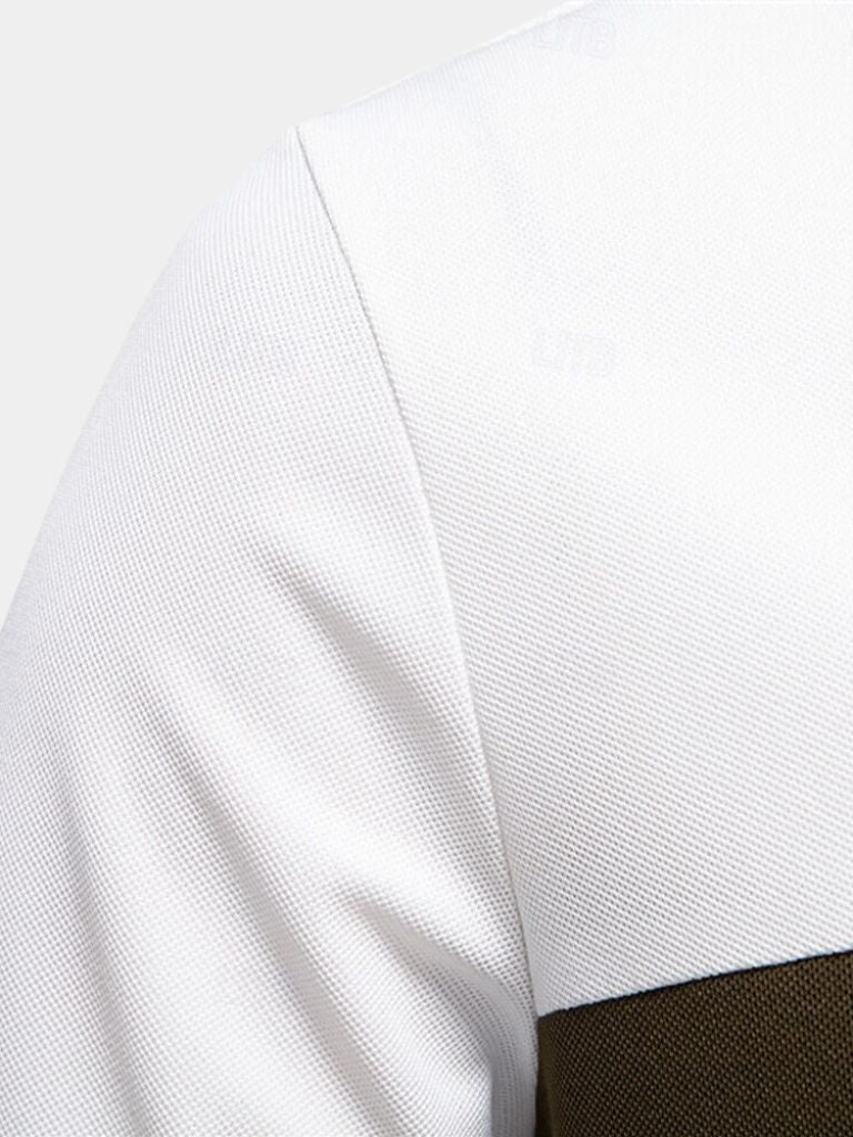 Rainer | Weißes Poloshirt mit Kontraststreifen