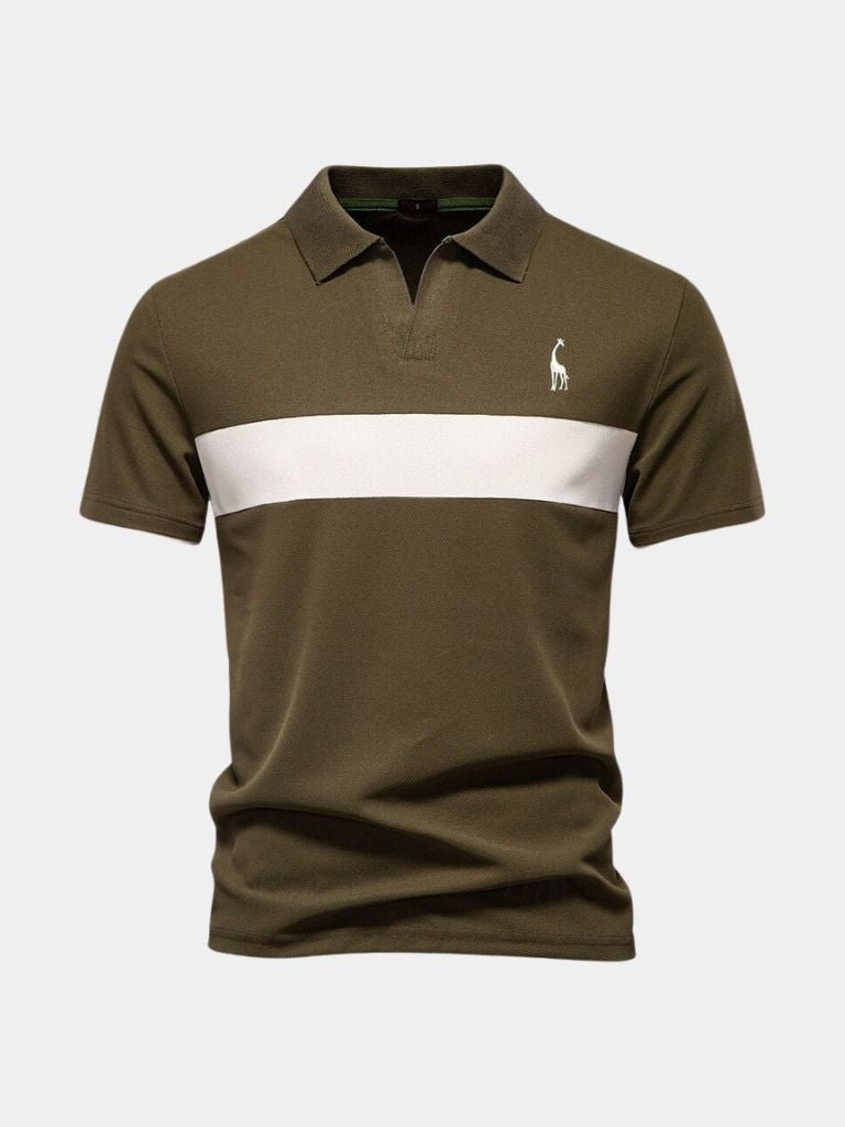 Rainer | Weißes Poloshirt mit Kontraststreifen