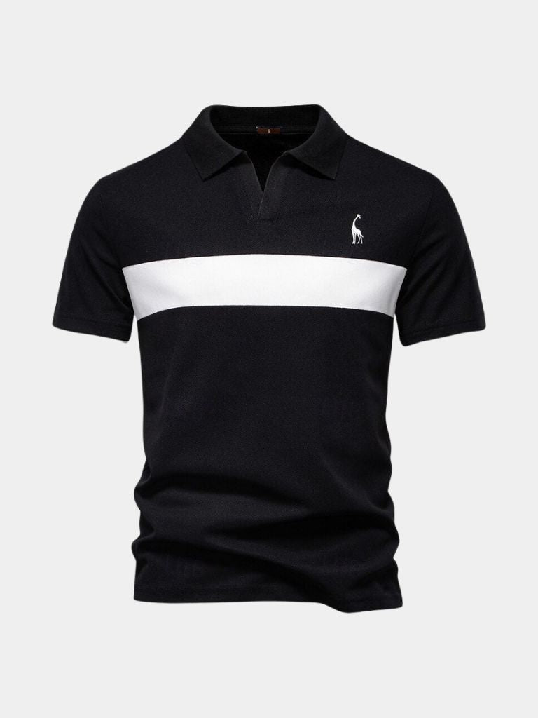 Rainer | Weißes Poloshirt mit Kontraststreifen
