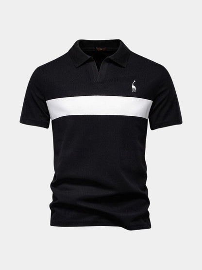 Rainer | Weißes Poloshirt mit Kontraststreifen