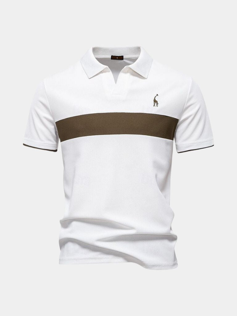 Rainer | Weißes Poloshirt mit Kontraststreifen