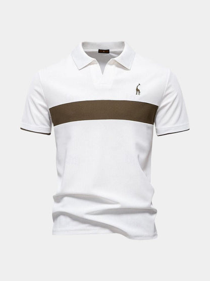 Rainer | Weißes Poloshirt mit Kontraststreifen