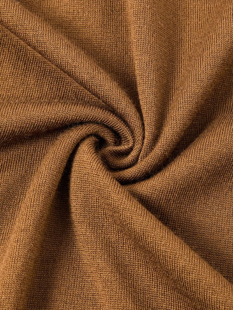 Reinhard | Braunes Langarm-Poloshirt mit offenem Kragen