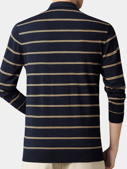 Noah | Gestreiftes Langarm-Poloshirt