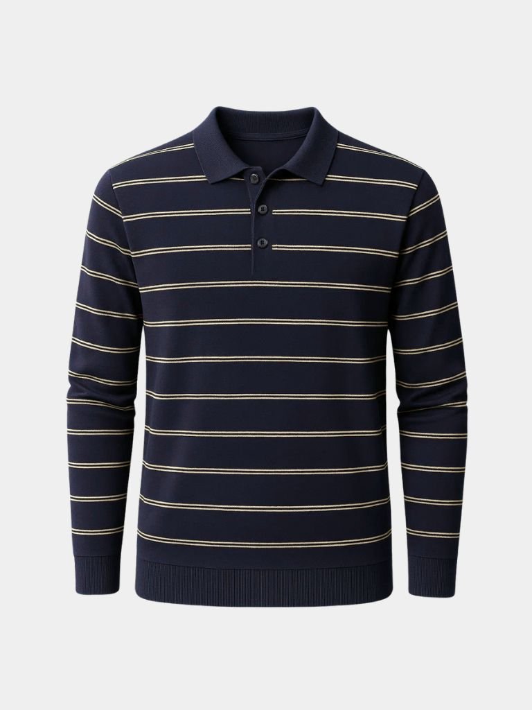 Noah | Gestreiftes Langarm-Poloshirt