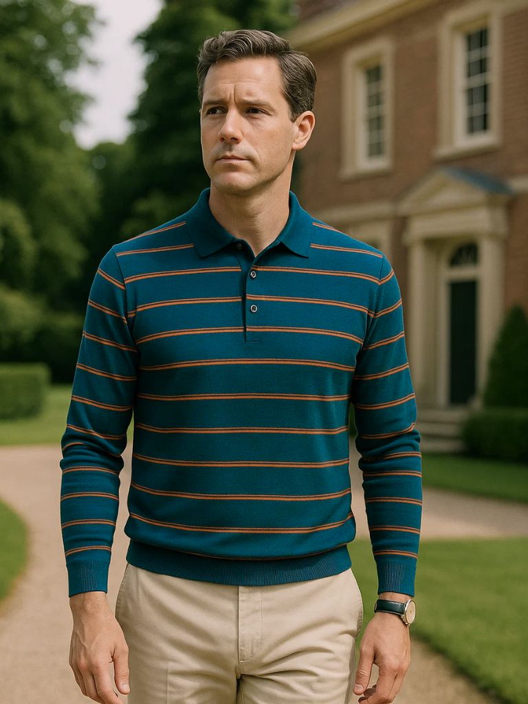 Noah | Gestreiftes Langarm-Poloshirt