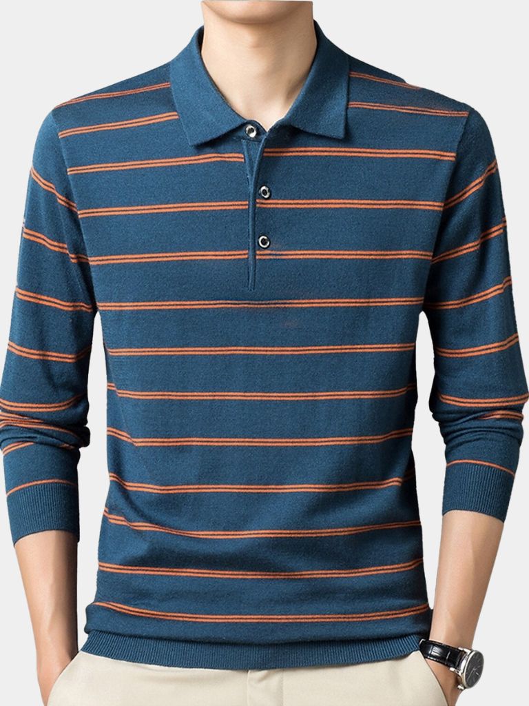 Noah | Gestreiftes Langarm-Poloshirt