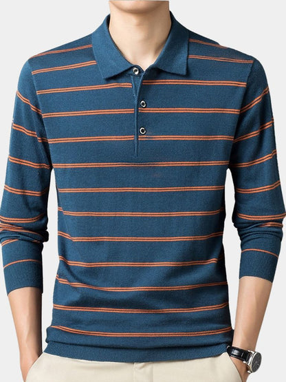 Noah | Gestreiftes Langarm-Poloshirt