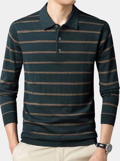 Noah | Gestreiftes Langarm-Poloshirt