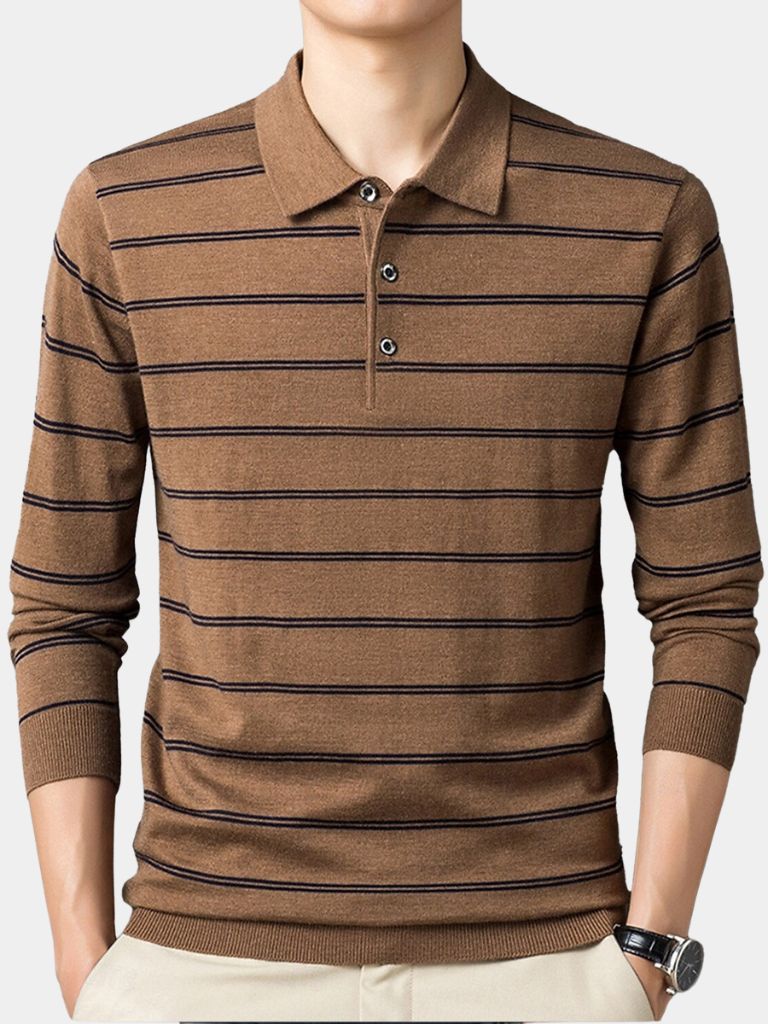 Noah | Gestreiftes Langarm-Poloshirt