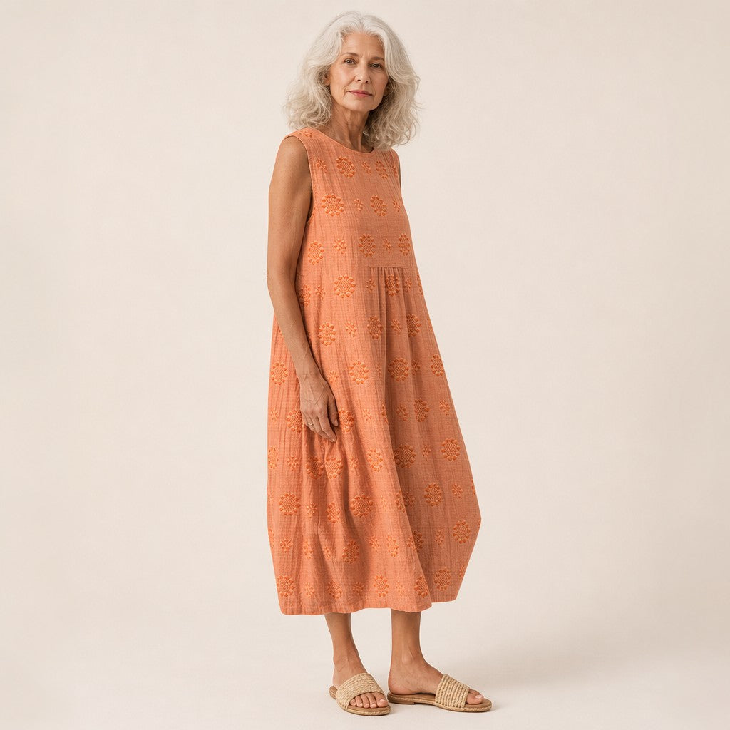 Herta | Ärmelloses Sommerkleid in Orange
