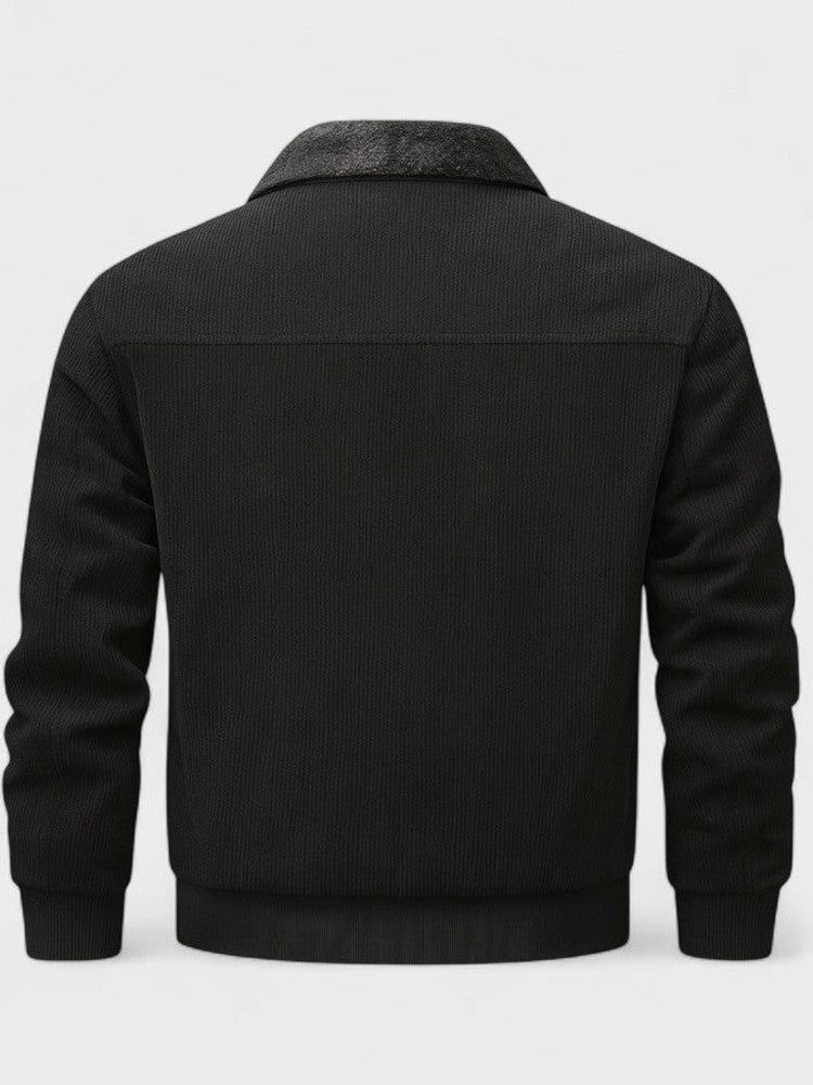 Richard | Schwarze Jacke mit Teddyfutter