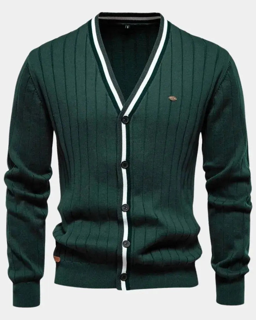 Robert | Grüne Strickjacke mit V-Ausschnitt