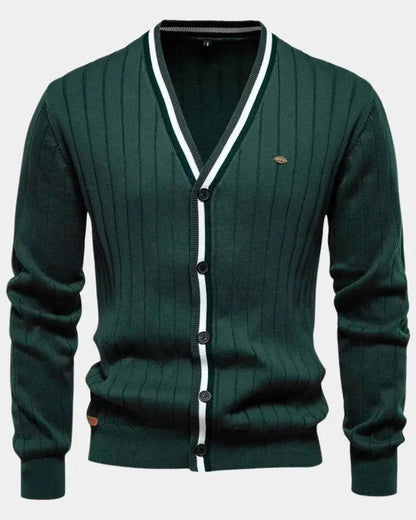 Robert | Grüne Strickjacke mit V-Ausschnitt