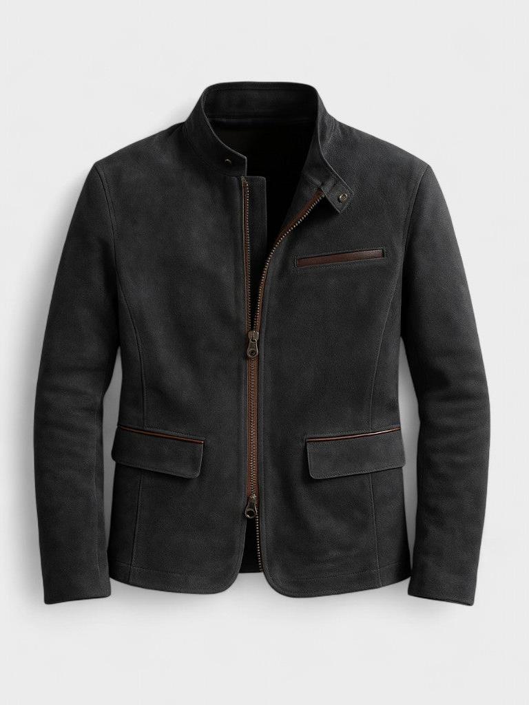 Robert | Olivgrüne Jacke in Veloursoptik