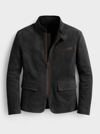 Robert | Olivgrüne Jacke in Veloursoptik