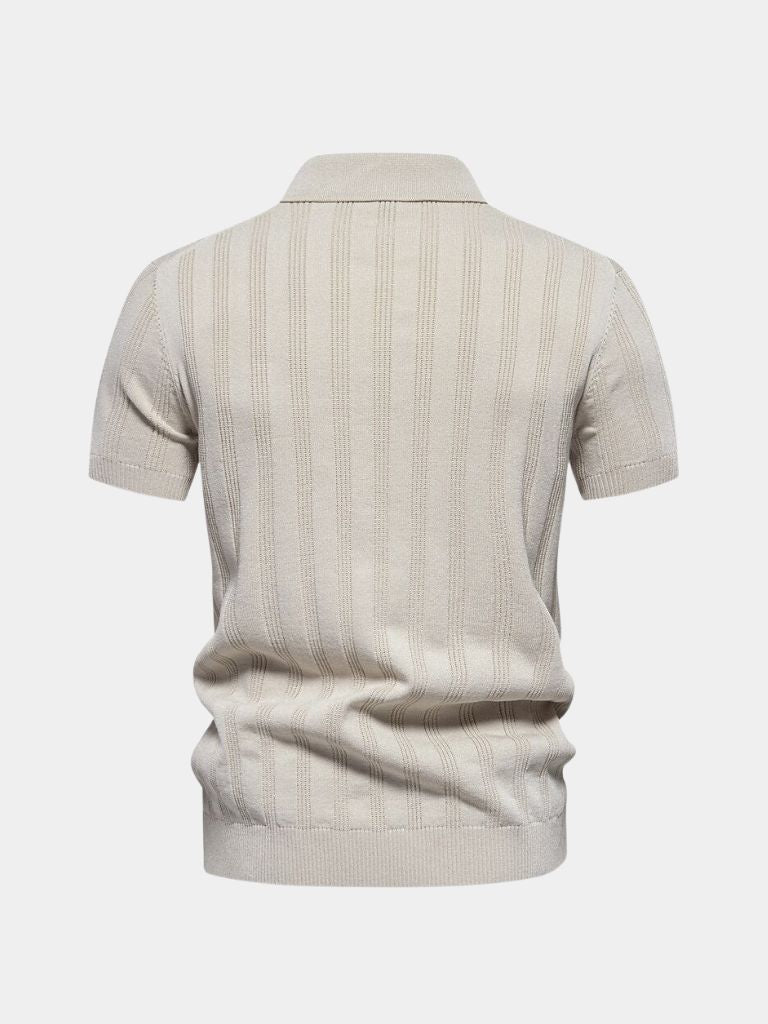 Robert | Cremefarbenes Strick-Poloshirt mit Struktur