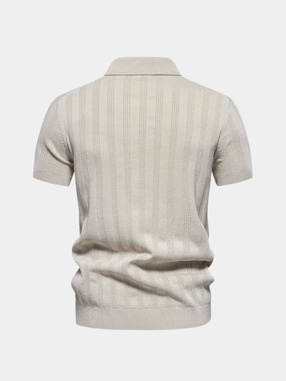 Robert | Cremefarbenes Strick-Poloshirt mit Struktur