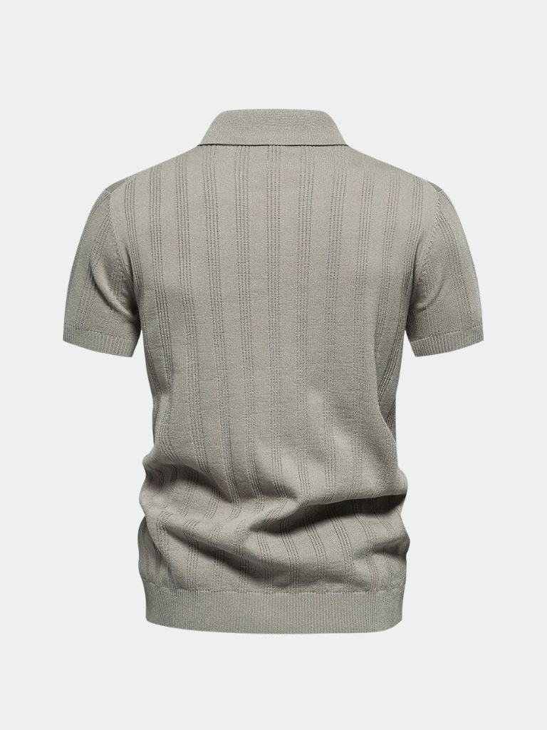 Robert | Cremefarbenes Strick-Poloshirt mit Struktur