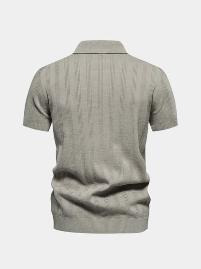 Robert | Cremefarbenes Strick-Poloshirt mit Struktur