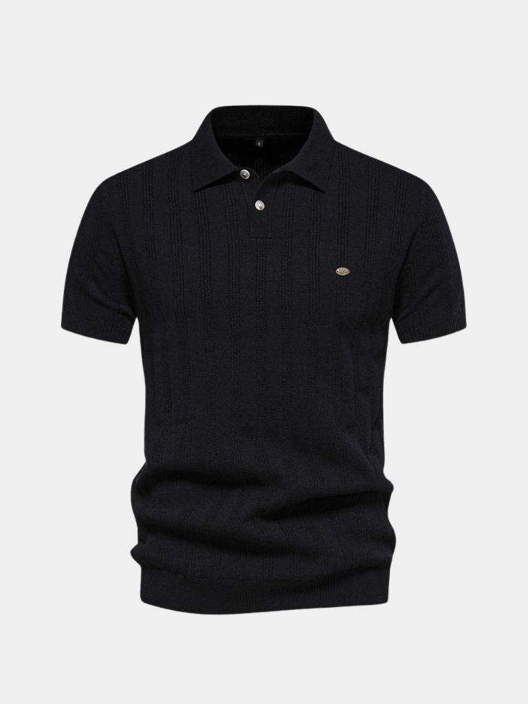 Robert | Cremefarbenes Strick-Poloshirt mit Struktur