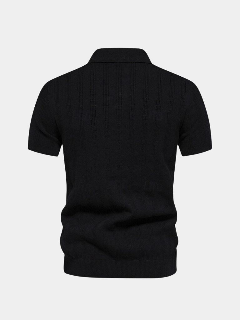 Robert | Cremefarbenes Strick-Poloshirt mit Struktur