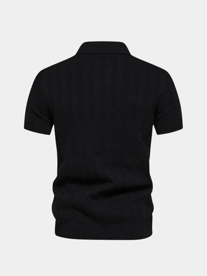 Robert | Cremefarbenes Strick-Poloshirt mit Struktur