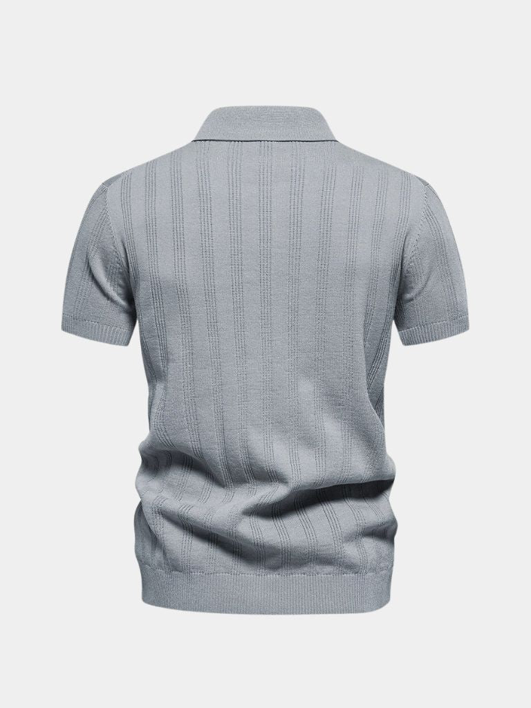 Robert | Cremefarbenes Strick-Poloshirt mit Struktur