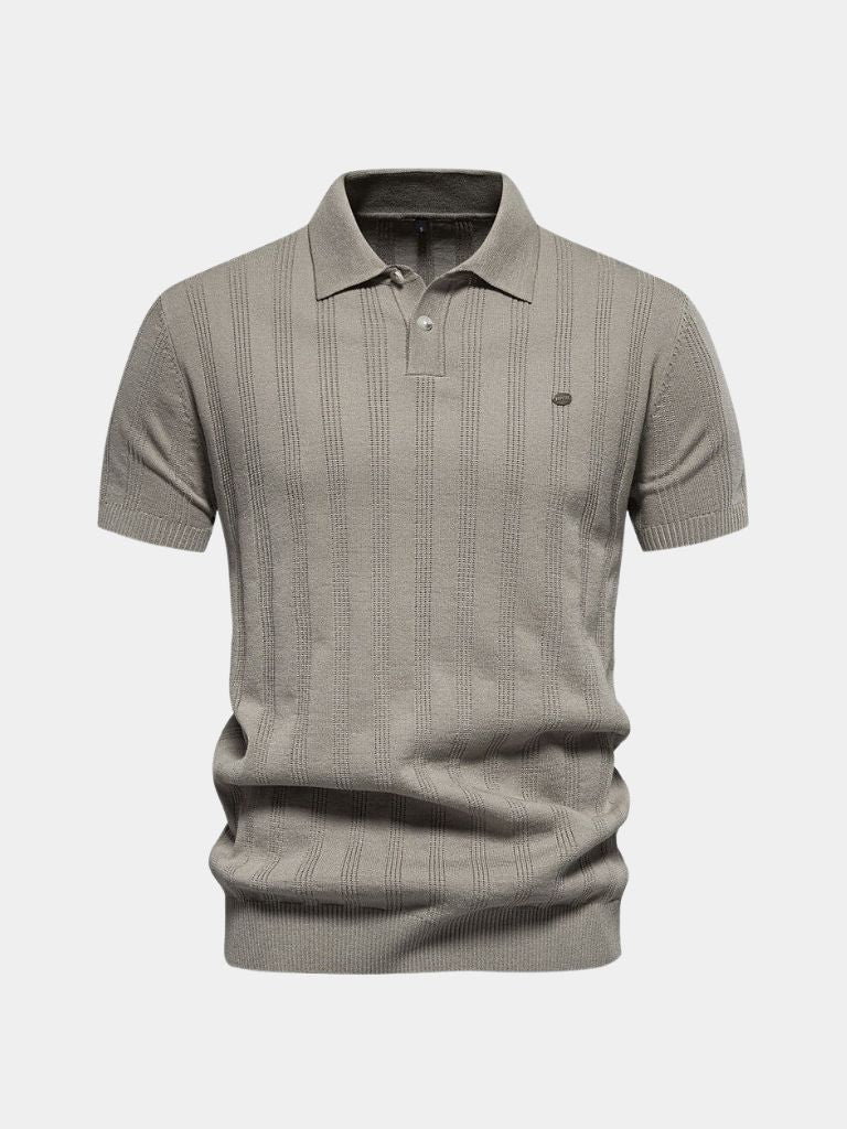Robert | Cremefarbenes Strick-Poloshirt mit Struktur