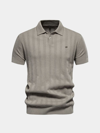 Robert | Cremefarbenes Strick-Poloshirt mit Struktur
