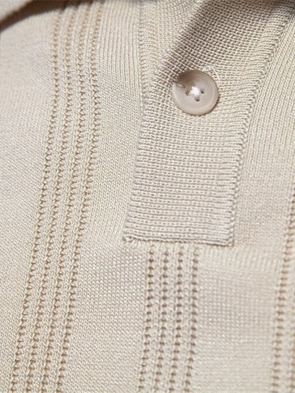 Robert | Cremefarbenes Strick-Poloshirt mit Struktur