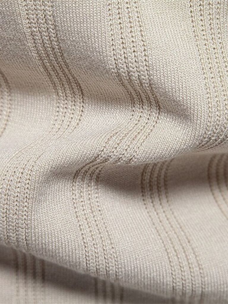 Robert | Cremefarbenes Strick-Poloshirt mit Struktur