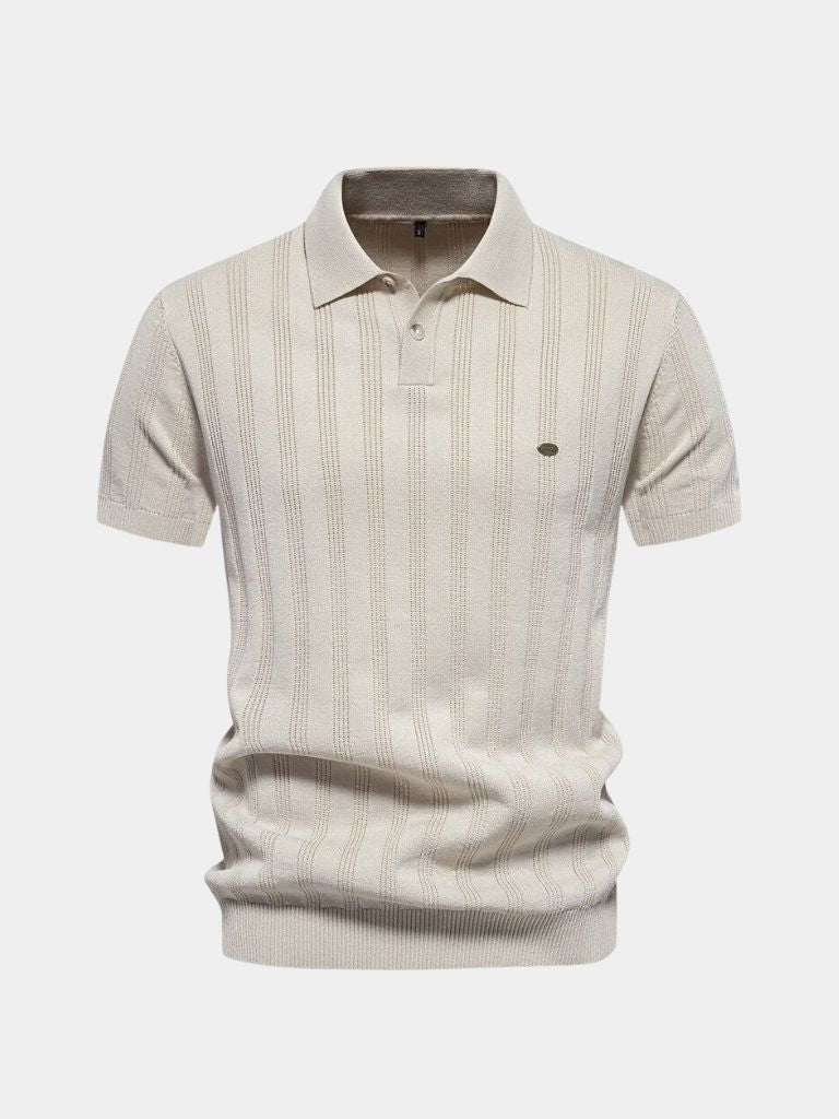 Robert | Cremefarbenes Strick-Poloshirt mit Struktur