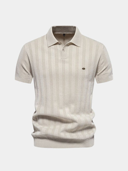 Robert | Cremefarbenes Strick-Poloshirt mit Struktur