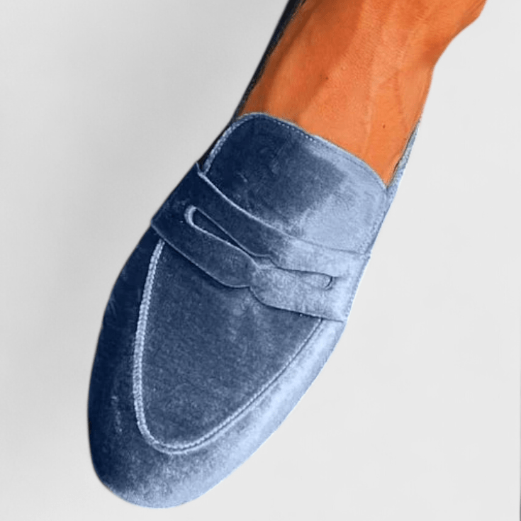 Olivia | Blauer Loafer in Samtoptik