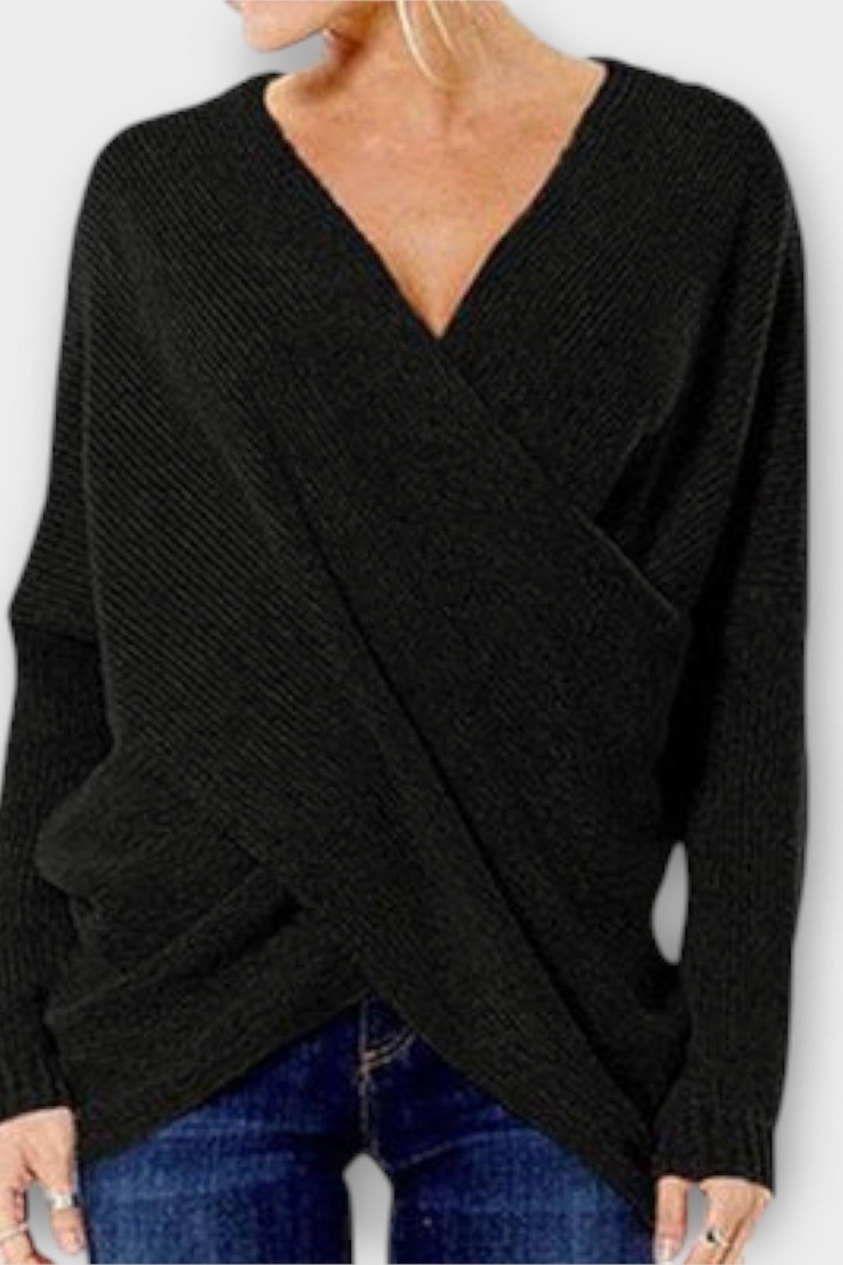 Olivia | Olivgrüner Wickelpullover mit V-Ausschnitt