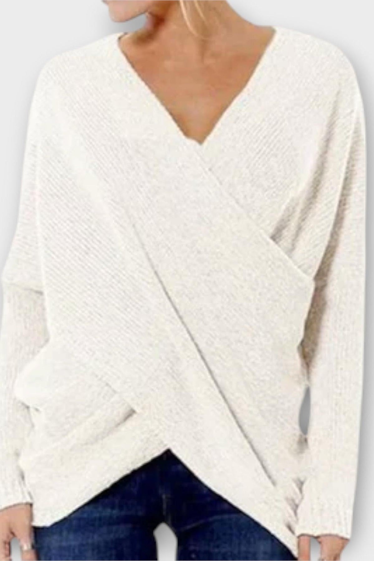 Olivia | Olivgrüner Wickelpullover mit V-Ausschnitt
