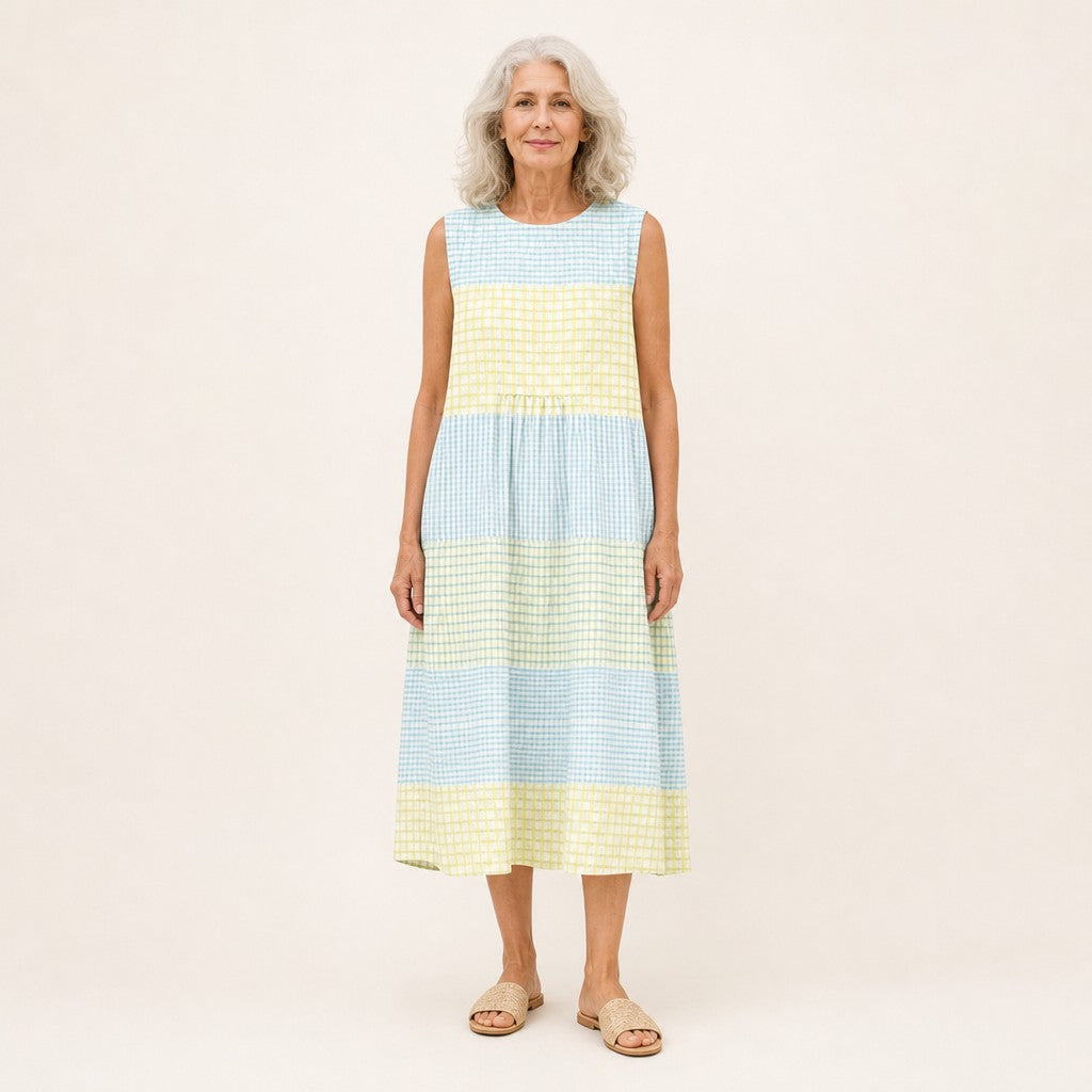 Steffi | Ärmelloses Sommerkleid mit Karomuster