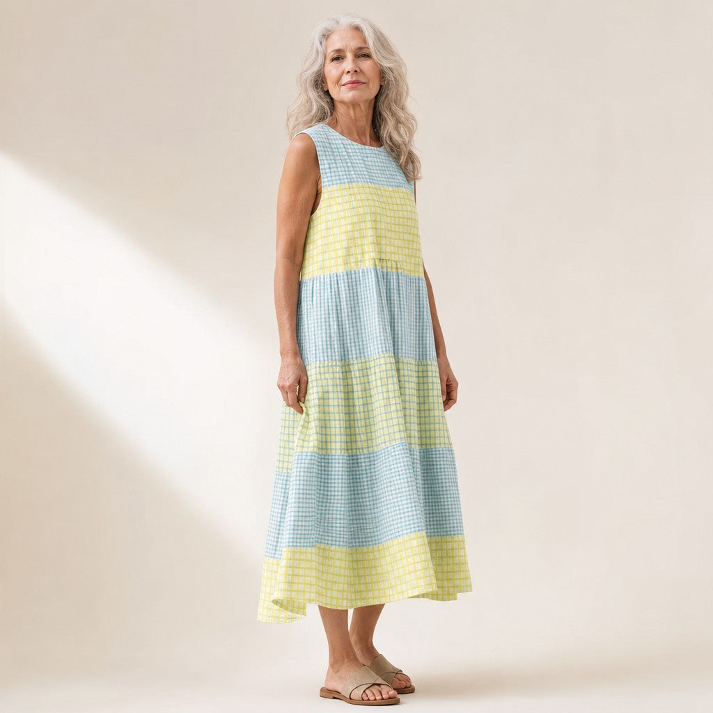 Steffi | Ärmelloses Sommerkleid mit Karomuster