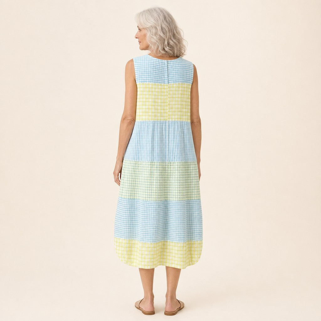 Steffi | Ärmelloses Sommerkleid mit Karomuster
