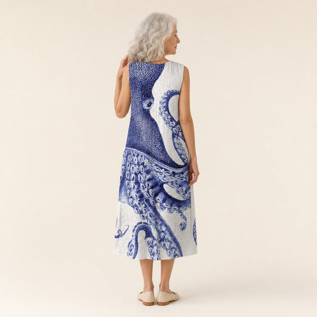 Ilona | Ärmelloses Sommerkleid mit Tintenfischmotiv