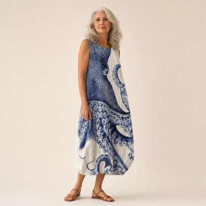 Ilona | Ärmelloses Sommerkleid mit Tintenfischmotiv