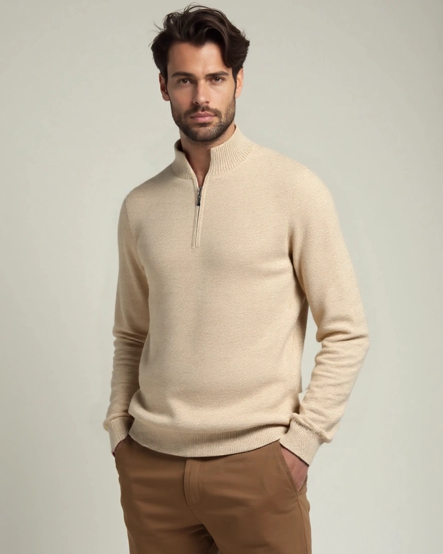 Rolf | Cremefarbener Troyer-Pullover