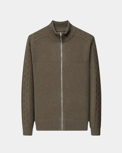 Rolf | Olivgrüne Strickjacke mit Reißverschluss