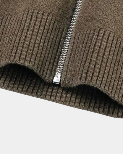 Rolf | Olivgrüne Strickjacke mit Reißverschluss