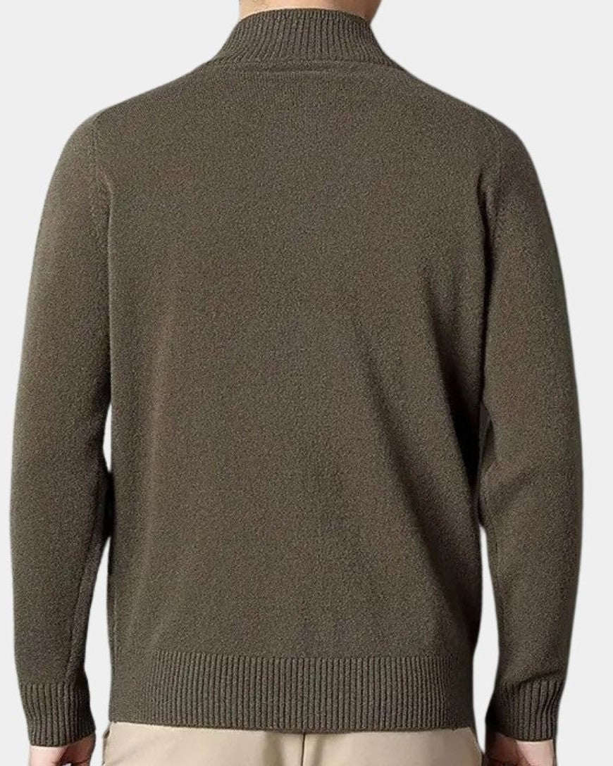 Rolf | Olivgrüne Strickjacke mit Reißverschluss