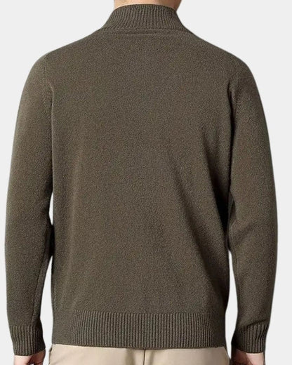 Rolf | Olivgrüne Strickjacke mit Reißverschluss