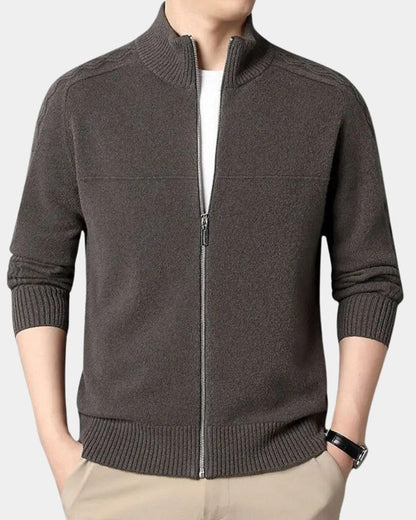 Rolf | Olivgrüne Strickjacke mit Reißverschluss